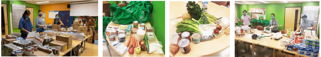 collage of images including people preparing food and the food they prepared